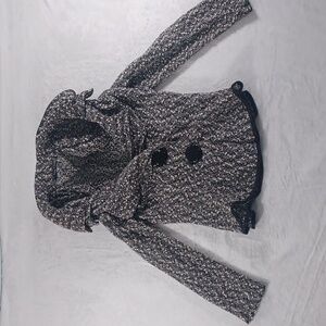 Black and White Ruffled Collar Jacket Small